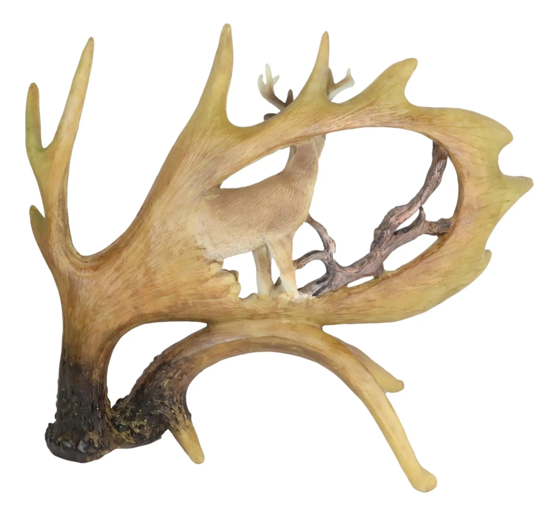 Rustic Western Emperor Moose Antlers With Buck Deer Stag Faux Wood ...