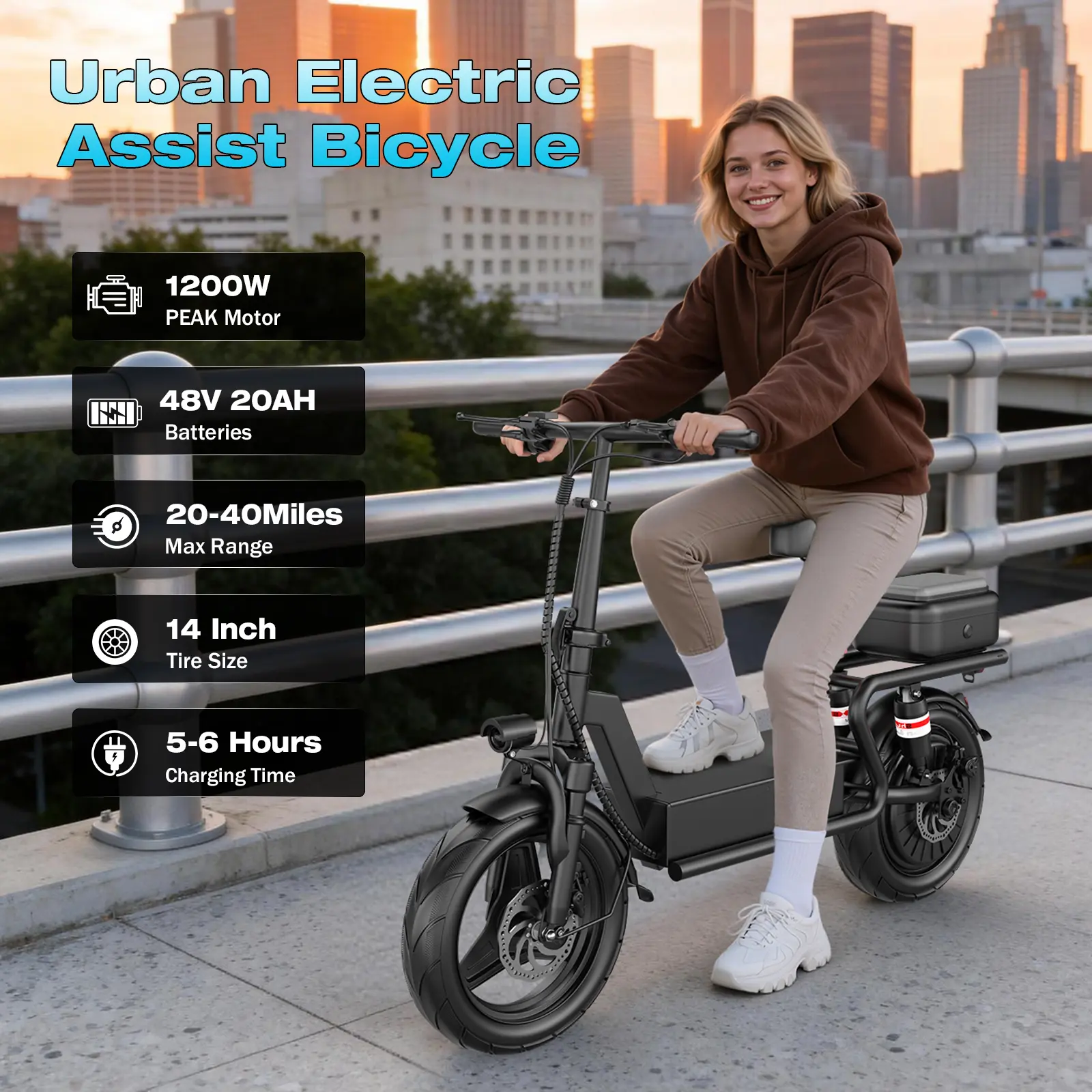 Pikabike GT11 Electric Scooter Adults, 1200W Peak Motor, 48V 20Ah