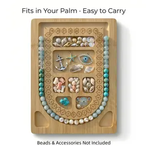 Mini Bamboo Beading Board Portable Jewelry Design Tray for Bracelet Necklace Making Travel Size Pocket Bead Board Organizer DIY Crafting Tool