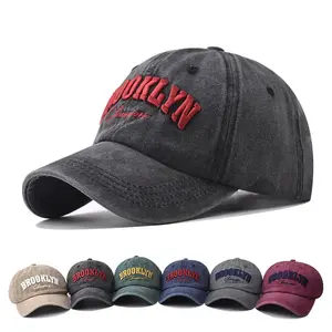 Retro brooklyn Letter Embroidery Baseball Caps Spring Summer Men Women Cotton Adjustable Casual Hat Hip Hop Streetwear Sun Hats