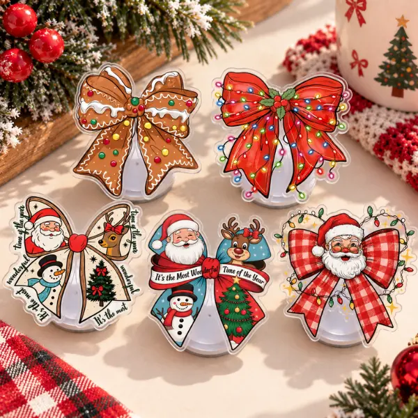 Christmas Bow MagSafe Phone Grip Set, Cute Santa and Gingerbread Bow Magnetic PopSocket, Festive Christmas Ribbon Phone Holder, Holiday Bow Phone Accessory, Xmas Gift Idea