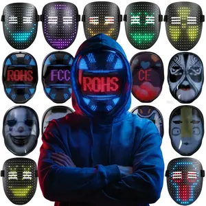 LED Scary Mask with Gesture Sensing, Light Up Ghostface Masks, Scream Mask with Gloves for Halloween Cosplay Party Gifts