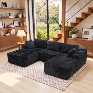 【Memorial Day Gift】NMXVXMN 98.4" Oversized Modular Cloud Sectional Sofa Set ，U Shaped Boneless Couch High-Density Foam Plush Corduroy Deep Seat Sofa Bed for Living Room Bedroom,No Assembly Required outdoorfun