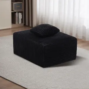 【Only Ottoman】HSECOYAY 37'' Plush Corduroy Cloud Velvet Boneless Ottoman for Sofa Couch, Ottoman Foot Rest, End of Bed Bench, Storage Chest, Load 660 Ib, for Living Room, Bedroom, Entryway