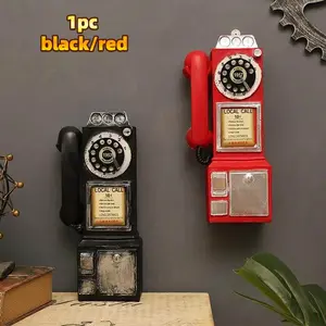 Vintage Resin Telephone Ornament, Decorative Wall Decor Hanging Piece, Desktop Craft Decoration, Creative Coffee Shop Wall Art, Cafe Decor, Home Decor