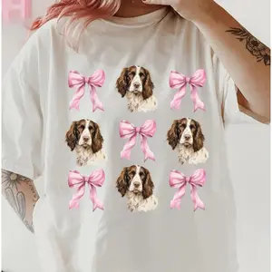 Springer Spaniel Bows Shirt~ Unisex Apparel Relaxed Fit Printed in the USA Clothing Womenswear Casual Comfort Cotton Top Athletic Boho Chic Does not apply