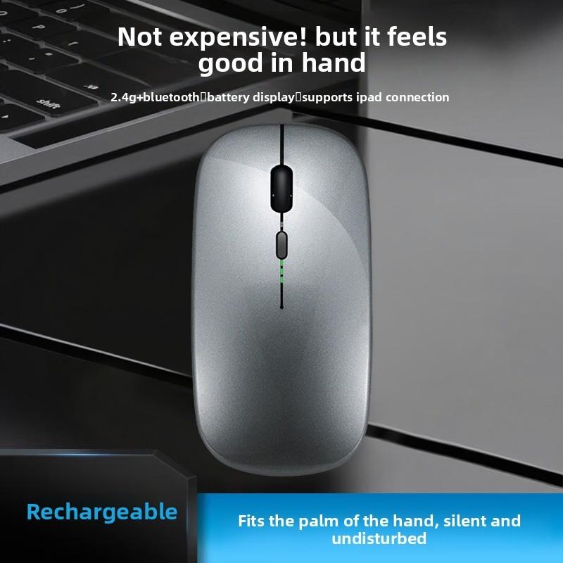 Wireless Bluetooth-compatible Dual Mode Mouse, Charging Display Screen, Silent, Laptop, Desktop Computer, Phone, Tablet Compatible, Lightweight Design