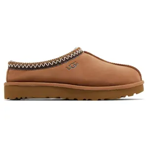 UGG Women's Wide Fit Tasman 5955-CHE Chestnut Suede Slipper-Shoe, Brown Braided Design, Cozy Fuzzy Fur, Casual Fashion, Fall Winter Footwear