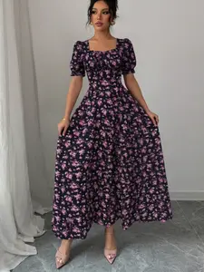 Elegant Chic Summer Short Sleeve Dress for Women, Floral Print Design, Lightweight & Breathable Material, Perfect for Daily Wear