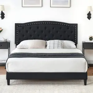 【GARVEE】Upholstered Platform Bed Frame - Adjustable Tufted Headboard - No Box Spring Needed - Diamond Stitching Design - Easy Assembly