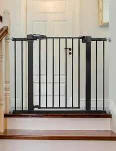 Gate for Doorways and Stairs, 26-40" Auto Close  Gate, PressGuard C5, Easy-Install  Mounted Satey Door, No Drilling Safety Gate for  and Pets, Black