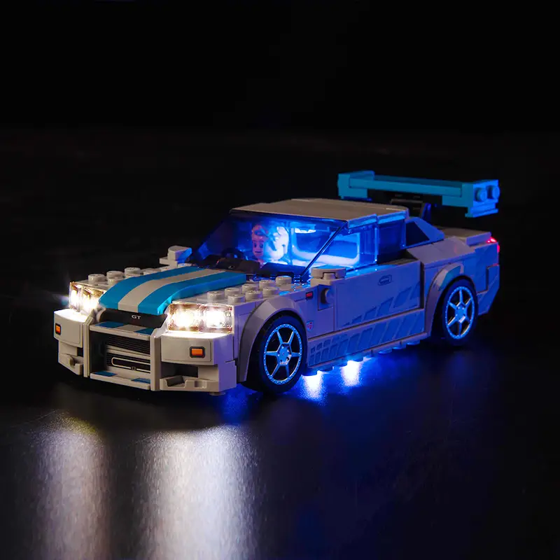 LED Light Kit compatible with Lego Speed Champions Fast & Furious Nissan Skyline GT-R (R34) Toy Car Building Set, Blue Underglow Lights for Lego 76917