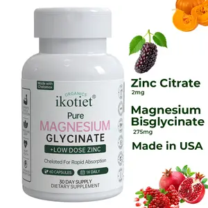 IKOTIET Magnesium glycine for relaxation, supporting calm and restful sleep, and zinc for daily defense 275 mg, 60 vegan capsules;