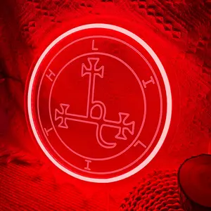 Bright Lilith Sigil Round Neon Sign — Crafted from Acrylic, USB-Powered, Wall-Mountable Style — Home, Bedroom, and Festive Celebration Decor