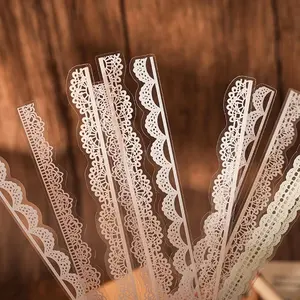 40 Pcs 5 Patterns Brown Transparent Lace PET Stickers for Scrapbooking Junk Journal Card Making Collage Diary Planner Notebook Photo Album Craft Project Decoration