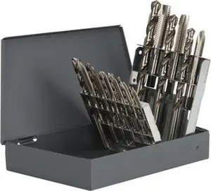 18-Piece High Speed Steel Tap & Drill Set (52581) - Chicago-Latrobe Design, #6-32 to 1/2-13 Taps, 5/16" to 27/64" Drills, Bright Finish, Plug Chamfer