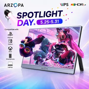 ARZOPA 16.1'' Portable Monitor | 100% sRGB | 144Hz&60Hz | 1080P FHD | External Second Screen |for Laptop,PC,PS5,Xbox,Switch