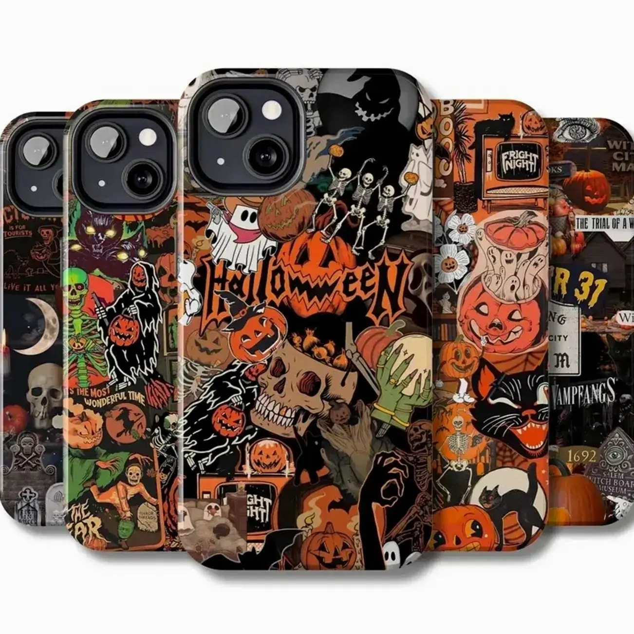 Halloween puzzle phone case Cover Compatible with iPhone X, 11, 12, 13, 14, 15, 16, 17 Plus Pro Promax & SS Galaxy S21-26 Series