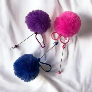 Pom Pom Bag Charm Keychain- Beadable for Expressing Personality