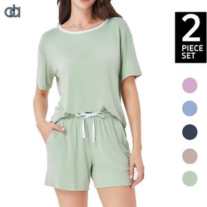 Bamboo cute pajama sets women SuperSoft Short Sleeve Lounge Sets Casual Comfy Summer 2Piece Fabric Cooling fashion Homewear S-XXL Nightwear Womenswear gift Christmas