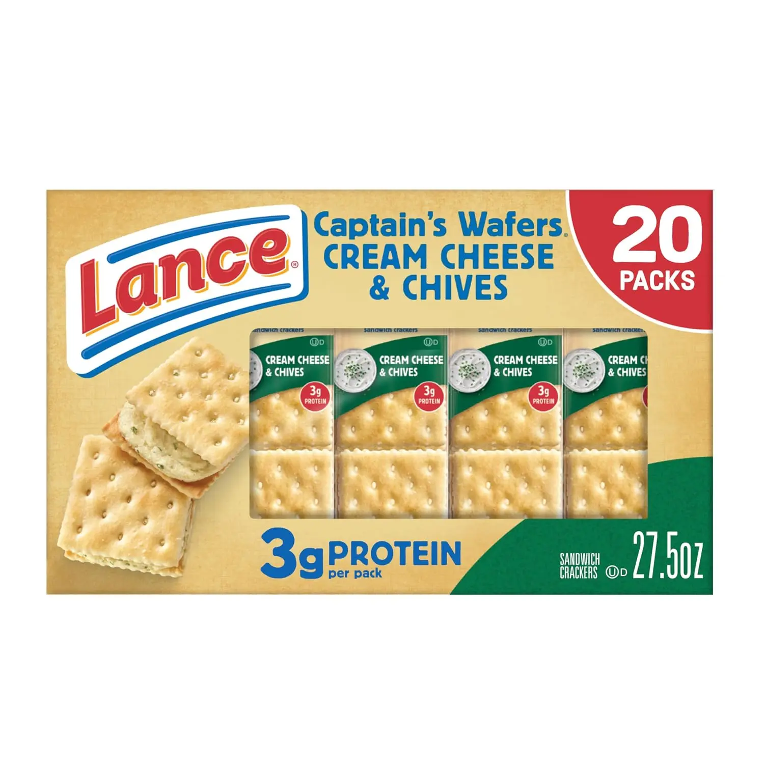 Captain's Wafers Cream Cheese & Chives Sandwich Crackers, 20 Count 1.37 Oz