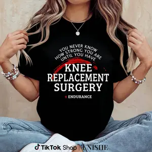 Comfortable Post Surgery T-Shirt – Knee Replacement Recovery Unisex Summer Black Tee