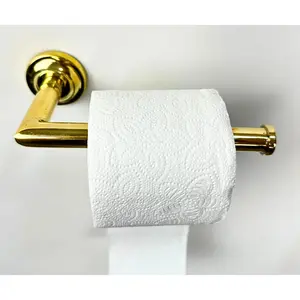 Handmade Unlacquered Brass L-Shaped Toilet Paper Holder – Minimalist Design