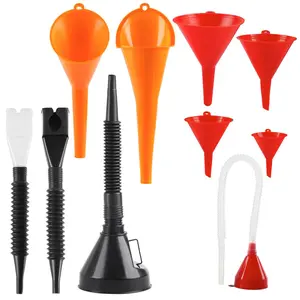 Automotive Funnel Set, Plastic Long Neck Oil Funnel, Snap Funnel, Flexible Right Angle Funnel, Wide Mouth Fuel Funnel, Plastic Funnel for Filling Coolant/Gasoline/Water/Engine Oil, Automotive Maintenance Tools