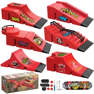 Creative Mini Finger Skateboard Props Set, Park Ground Kit, Unique New Novelty Toy, 1pc Curved Slide Track, Fun Play Equipment, Portable