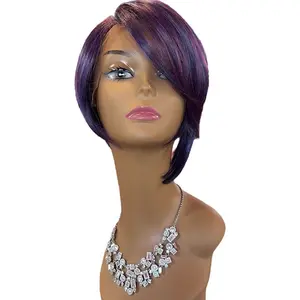 Pepper-synthetic 10” olpurple straight bob wig