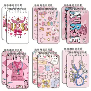 Nurses' Day Mini Loose-Leaf Notebook — Spiral-Bound Pocket Notepad, Lined Memo Pad, Cartoon-Themed Nurses' Day Party Supplies, Student Essentials, Notebook, American Style, Cartoon Theme, Cute & Portable Notepad, Pocket-Sized Notebook