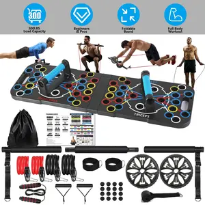 Multifunctional Push Up Board Home Strength Training Equipment With 15 Fitness Accessories Pilates Bar Resistance Band Roller Wheel Full Body Workout Home Gym Equipment detachable design