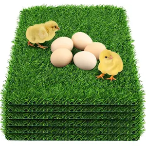6 Pack Washable Artificial Grass Chicken Nesting Box Pads 12"×12"×1" for Chicken Coop Pet Garden Lawn Indoor Outdoor