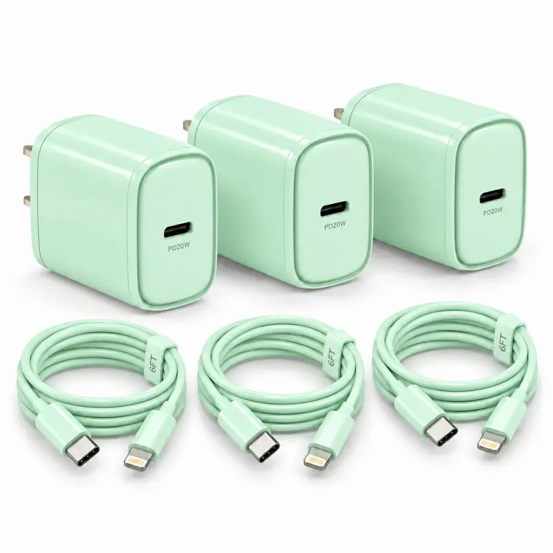 For Iphone 14 Fast Charger,3-Pack 20W PD USB C Charger Block With 6ft USB C to Lightning Cable for iPhone 14 13 12 Pro Max,iPad