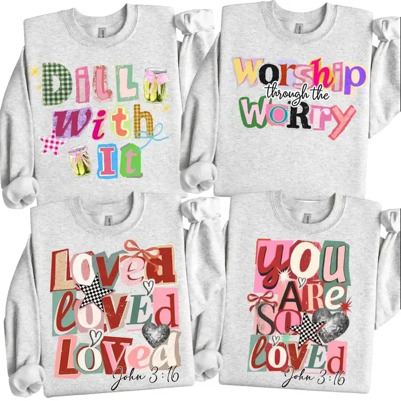Preppy Girl Collage Y2K Sweatshirt, Retro Crewneck, Retro Coquette Positivity Crew, Trendy, Ransom Letter Typography, Christian Faith, Pickle Sweatshirt, Dill With It, His Way is Better