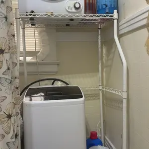 Magic Chef Compact Adjustable Powder Coat Metal Laundry Drying Rack Stand White Room Shelf with Anti-Tip Bracket and Sturdy Construction