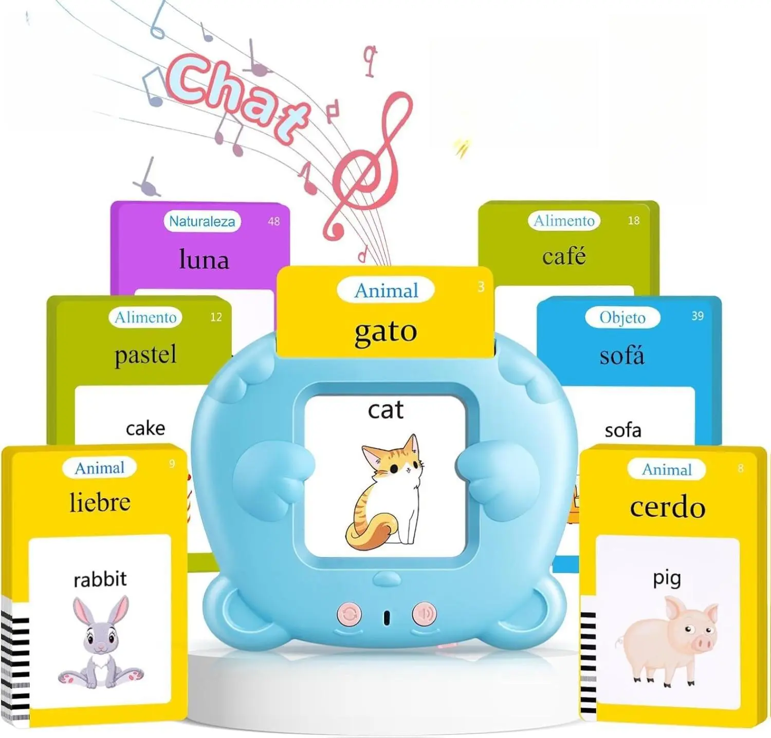 Spanish & English Talking Flash Cards for Toddler 1-6 Year Olds, Bilingual Flash Cards Learning Montessori Toys with 224 Sight Words, Speech Therapy Toys for Children Sensory Preschool Education Gifts