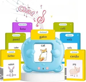 Spanish & English Talking Flash Cards for Toddler 1-6 Year Olds, Bilingual Flash Cards Learning Montessori Toys with 224 Sight Words, Speech Therapy Toys for Children Sensory Preschool Education Gifts