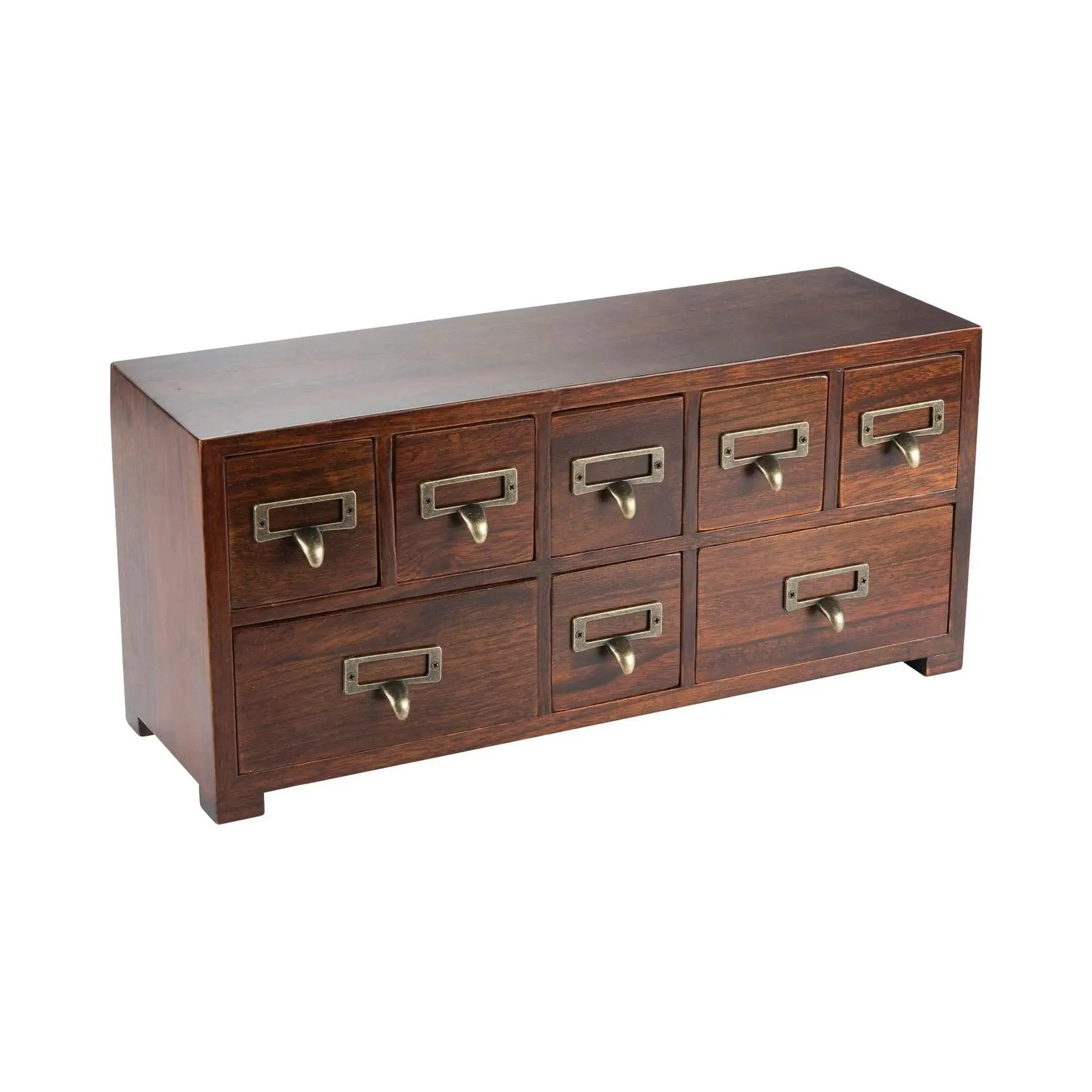 Traditional 8-Drawer Wooden Desktop Apothecary Cabinet - Vintage Card Catalog Design, Versatile Durable Pre-Assembled Adjustable Indoor Tabletop Storage Organizer