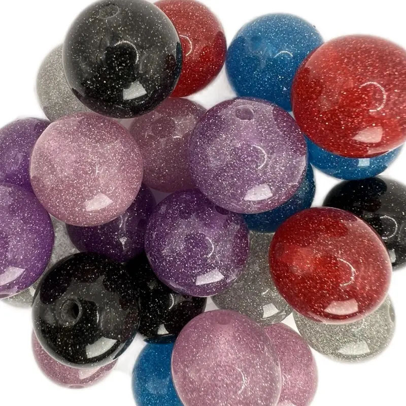 20mm Bead Mix - 25pcs for Beaded Pens - Glitter, Cat Eye, Shimmer Crackle & UV Options - Unique Bead Design for Personalized Crafts Crystal Diy Charms
