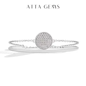 Unique Design Synthetic Moissanite Bracelet with Chain, Fashion Artificial Gemstone Jewelry for Adults (B027) summerwins,summerwins