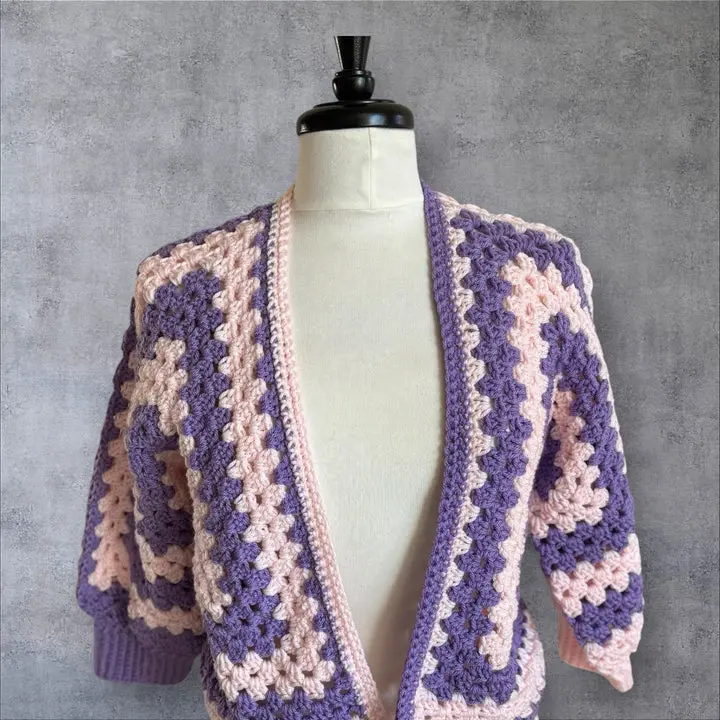 Lilac Dream Granny Square Cardigan - Medium