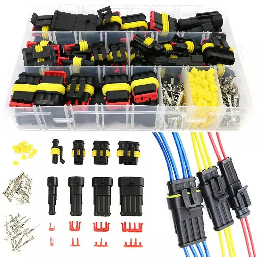 352PCS Durable Reliable Waterproof Automotive Electrical Connectors Kit - Male-Female Terminals, Car Wire Harness Plugs, Cable Connector for Outdoor Automotive Wiring Repair & Marine Wiring Projects