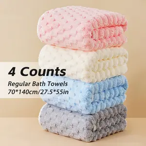 4 Cloud Bath Towel Sets, Shower Towels, Absorbent, Soft Cotton and Quick Drying, Available in Multiple Colors, Suitable for Gift Giving, Suitable for Bathrooms, Spa Centers, Gyms, and Travel