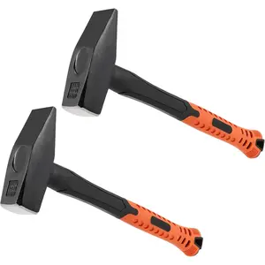 2 PCS 3.3 Lb Cross Peen Blacksmith Hammer with Shock Absorbing Fiberglass Handle, Ideal for Machinists, Engineers and Carpenters