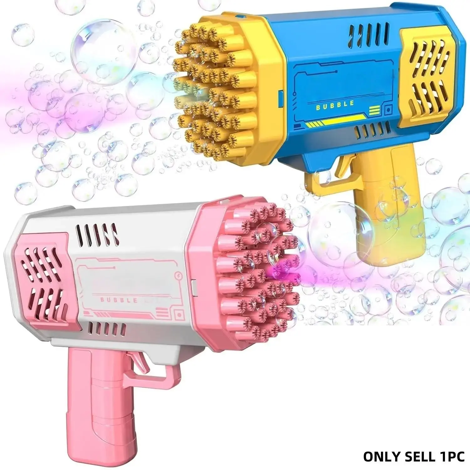 40-Hole Magic Cool Bubble Machine, Kids Handheld Bubble Toy, Outdoor Party Gift, Includes 50ML Bubble Solution, Needs Aa Batteries, Handheld Bubble Maker