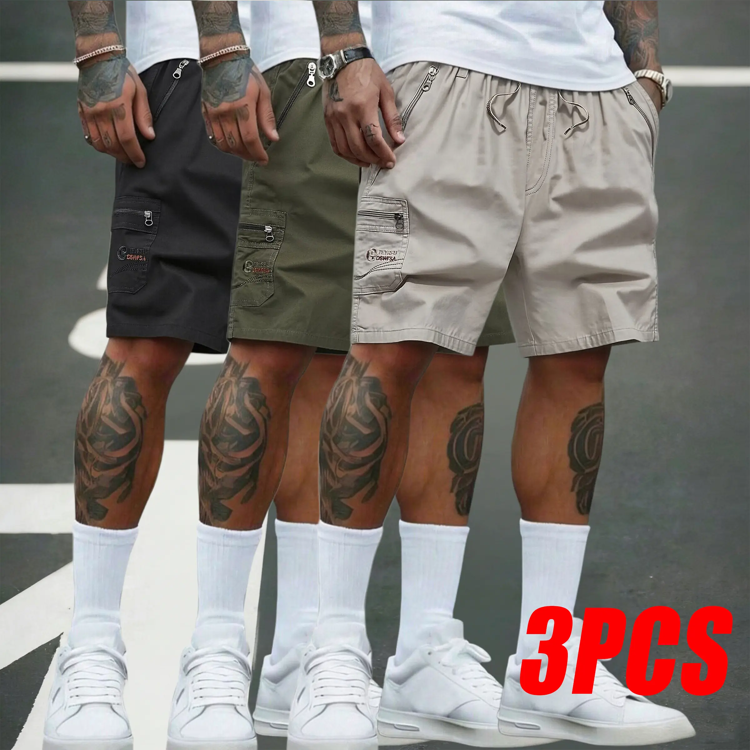 Men’s street-style drawstring washed distressed cargo shorts versatile and fashionable, suitable for everyday wear, outings, meeting friends, school, and parties. It can also be given as a gift to a boyfriend or son., Pocket, Menswear, Black + Light Gray,