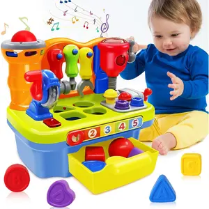 Musical Learning Workbench Baby Toys Early Educational Sound Shape Tool Set Birthday Gift for 1-2 Year Old Toddler Boys Girls Kids 12-18 Months