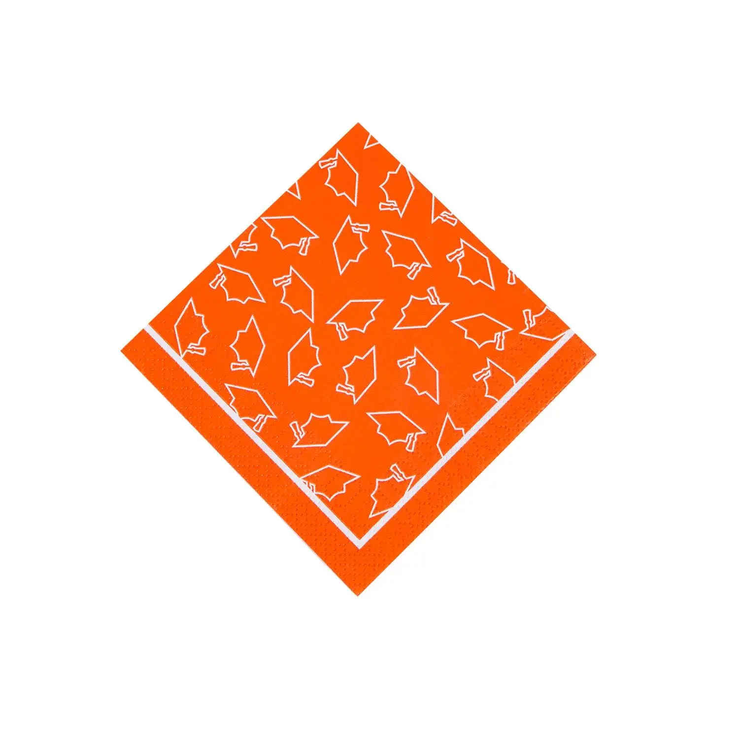 Disposable Tableware Bulk 50-Pc Orange Graduation Party Disposable Napkins with Fun Pattern, 50 Pcs.