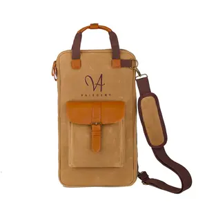 Vaisoeny Drum Stick Bag, Waxed Canvas Drumstick Bag with Handles and Detachable Shoulder Strap, Percussion Case for Drummers and Beginners (GBB-ZS-HS)